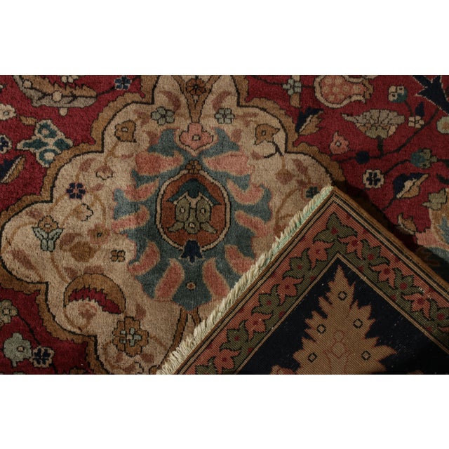 1910s Hand-Knotted Antique Shahrestan Rug in Red and Beige-Brown Floral Pattern For Sale - Image 5 of 6