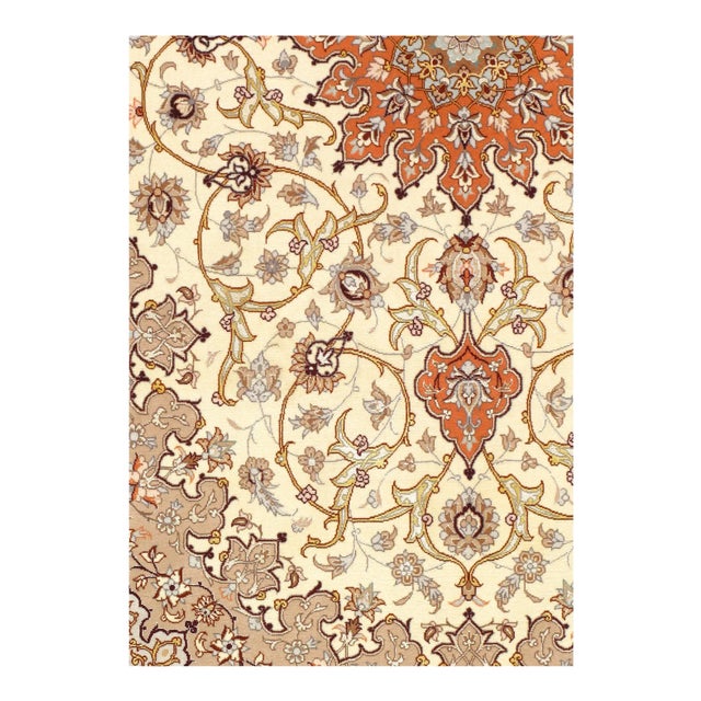 Modern Pasargad Persian Isfahan Hand-Knotted Silk & Korker Wool Rug - 4'9" X 7'5" For Sale - Image 3 of 4