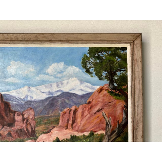 Brown 1980's Iredding " Garden of the Gods " Plein Art Desert Landscape Oil Painting, Framed For Sale - Image 8 of 11