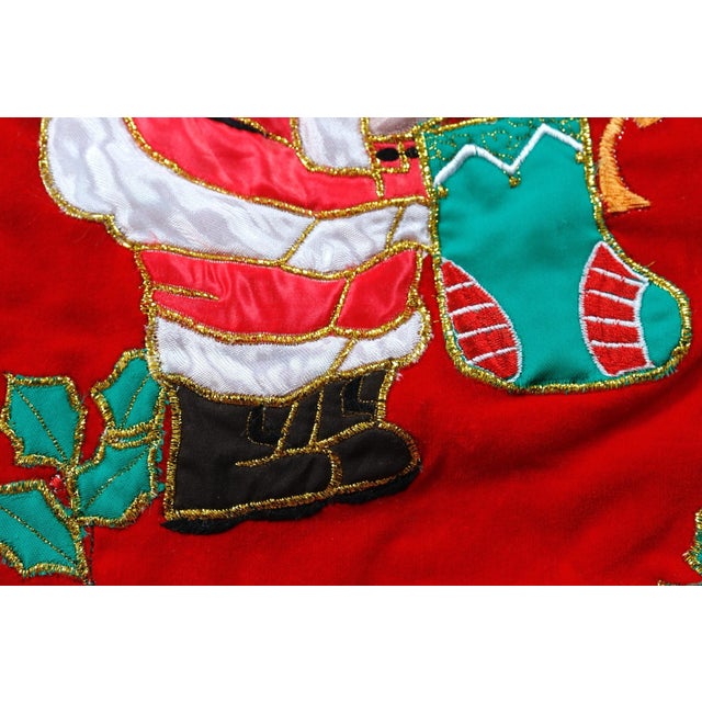Red Traditional Embroidered Christmas ‘Santa’ Stockings - Set of 2 For Sale - Image 8 of 10