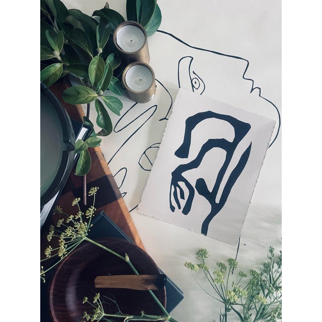 Contemporary 2026 "Racconto" Abstract Botanical Painting on Cotton Paper by Artist r.k. Red For Sale - Image 3 of 5