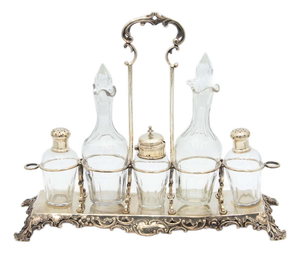Cut-Out Silver Cruet with Set, Set of 6