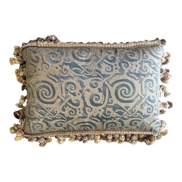 Vintage Blue Fortuny Pillow For Sale