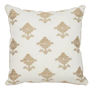 Schumacher Rubia Embroidery 18" Pillow in Ivory