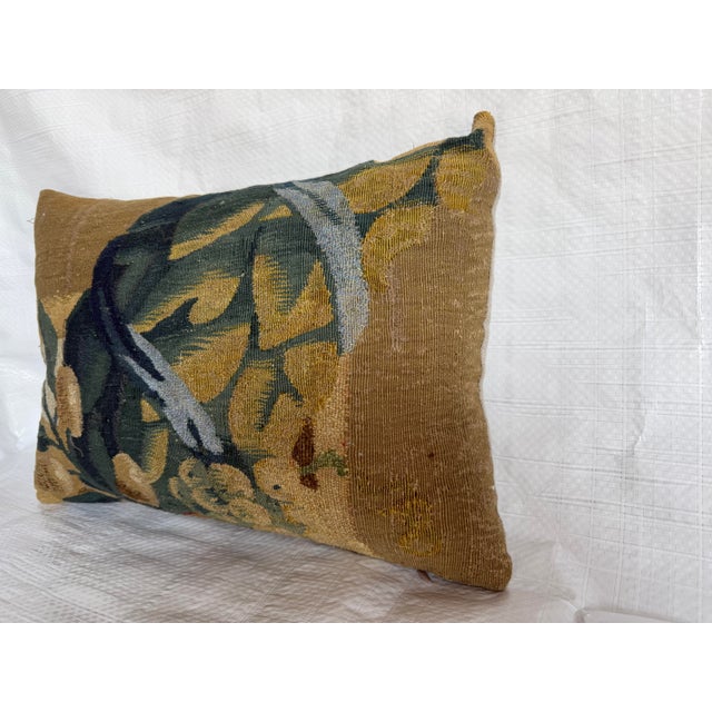 Baroque 17th Century Antique Flemish Botanical Foliage Tapestry Pillow For Sale - Image 3 of 7
