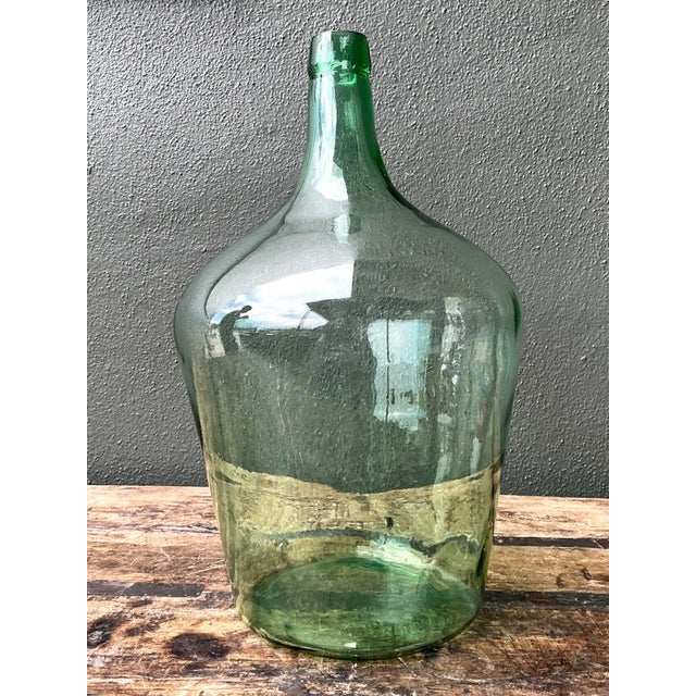 Vintage Green Glass Demijohn Bottle For Sale In West Palm - Image 6 of 14