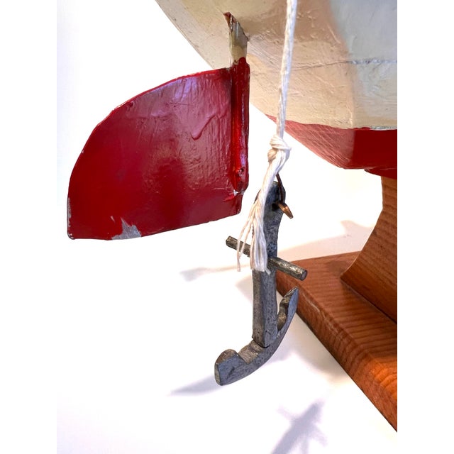 1950s Vintage Wooden Sailboat Model For Sale - Image 5 of 6