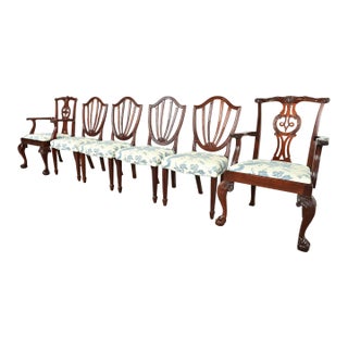 Baker Furniture Historic Charleston Carved Mahogany Dining Chairs, Set of Six For Sale