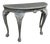 Painted Console Foyer Table Half Round Demilune Painted Deep Gray Moody Shell Carving For Sale