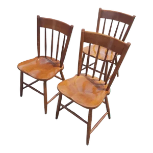 Mid 20th Century Heywood Wakefield Vintage Set of 3 Mid Century Maple Dining Chairs