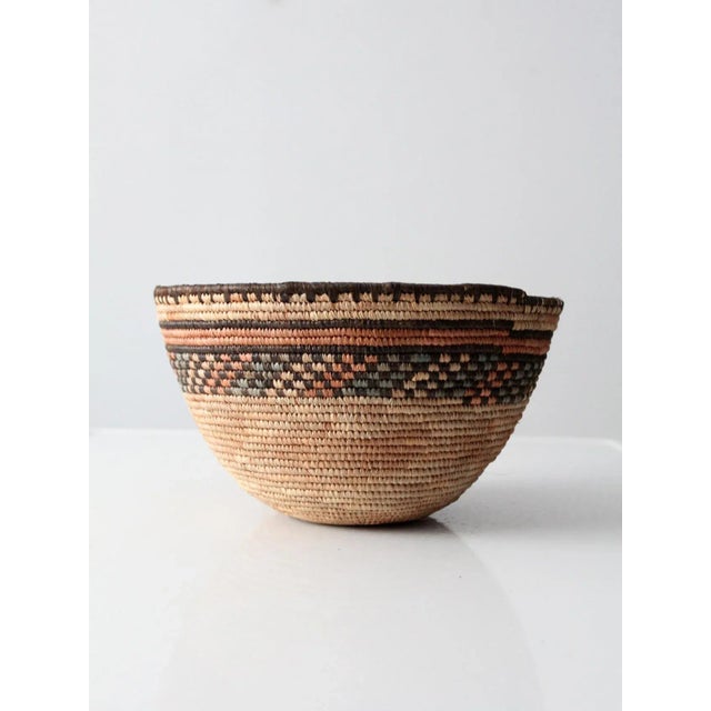 Wood Vintage Woven Basket Bowl For Sale - Image 7 of 11
