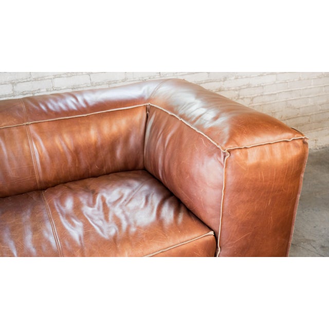 Restoration Hardware Fulham Cognac Leather Sofa Chairish