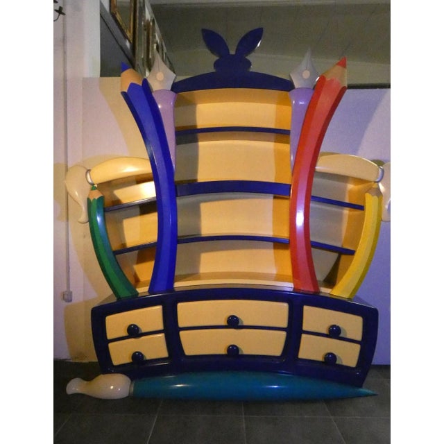 Handcrafted Alice in Wonderland Bookcase with Chest of Drawers, Italy, 1990s For Sale - Image 4 of 18