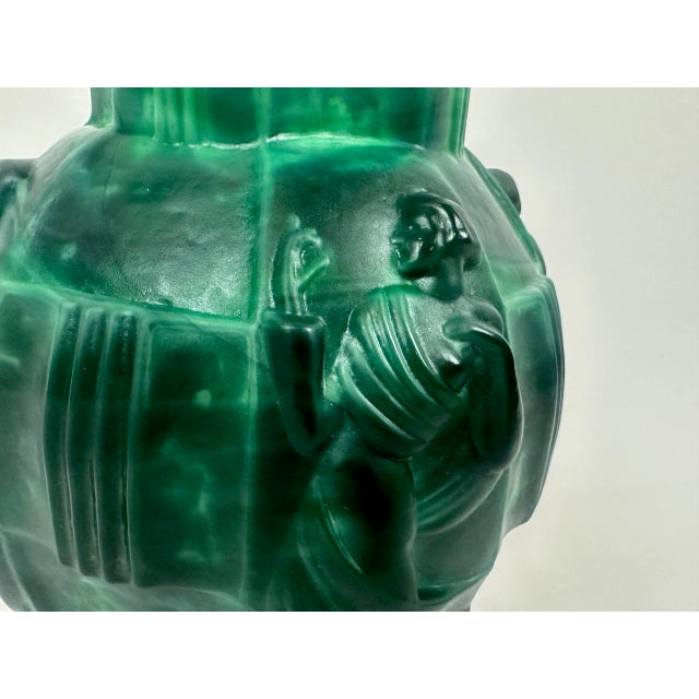 Art Deco Malachite Glass Ingrid Vase attributed to Artur Pleva for Curt Schlevogt, 1950s For Sale - Image 12 of 16