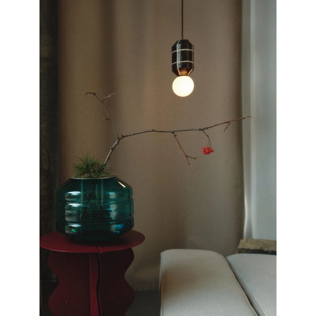 Contemporary Ceramic Base Spot Pendant Lamp Modern Handcrafted Red For Sale - Image 6 of 6