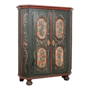 Early 19th Century Hand-Painted German Two-Door Armoire Shrunk