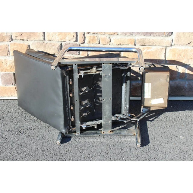 Milo Baughman Chrome and Black Leatherette Recliner For Sale - Image 11 of 12