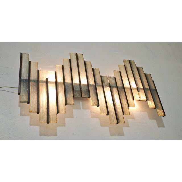 Brown Mid-Century Modern Glass and Wood Wall Lamp by Biancardi and Jordan Arte for Poliarte Italia, 1970s For Sale - Image 8 of 18