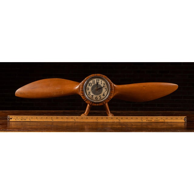 Brown Vintage Figural Wooden Propellor Clock by Howard For Sale - Image 8 of 8