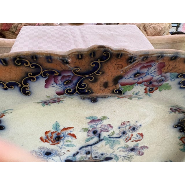 Chinoiserie Large Mid 19th Century Unmarked Polychrome Platter For Sale - Image 3 of 18