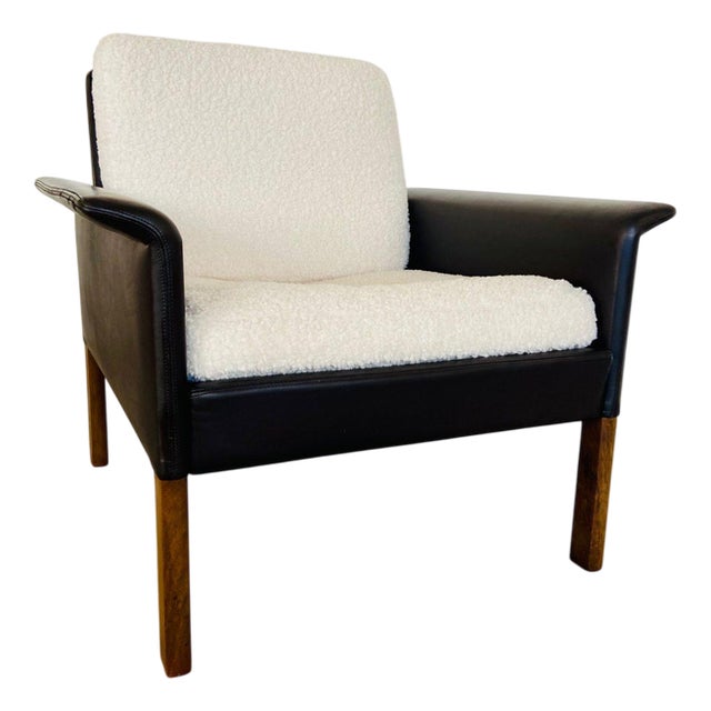 Vintage Danish Brown Leather Lounge Chair by Hans Olsen, 1960s For Sale