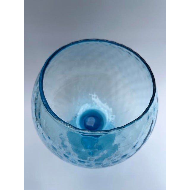 Vintage Blue Glass Footed Vase For Sale - Image 6 of 8