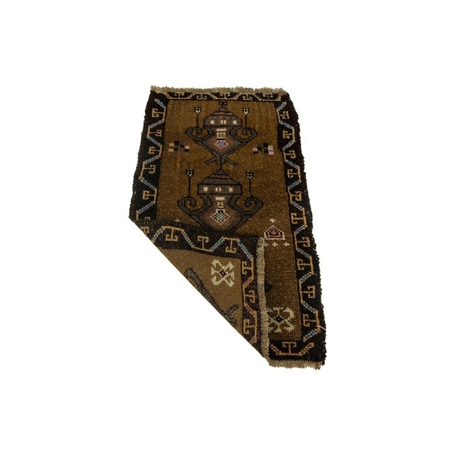 Mid-Century Modern Vintage Mid Century Brown Rug For Sale - Image 3 of 4