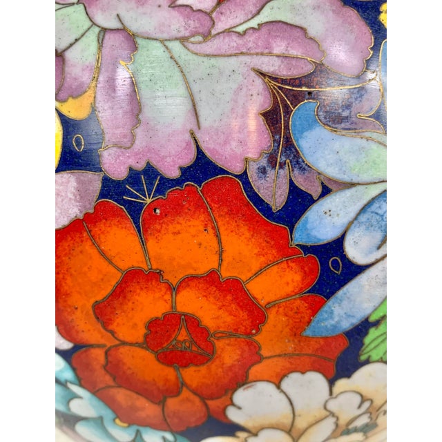 Vintage Floral Cloisonné Bowl For Sale - Image 9 of 11