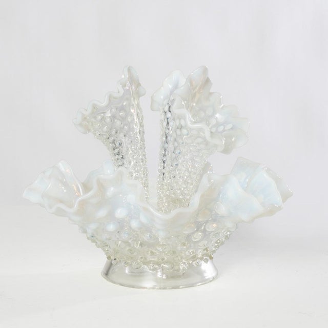 Mid 20th Century Blue Opalescent Hobnail Epergné by Fenton For Sale - Image 5 of 10