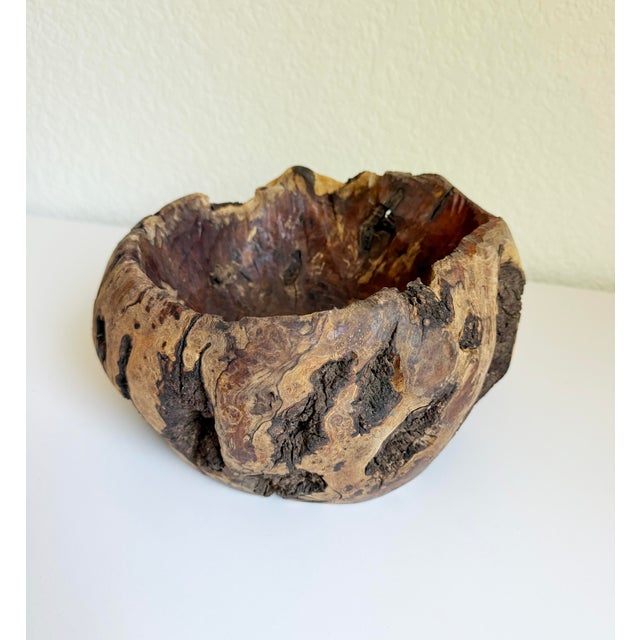 1970s Rustic Burl Wood Vessel For Sale - Image 4 of 12