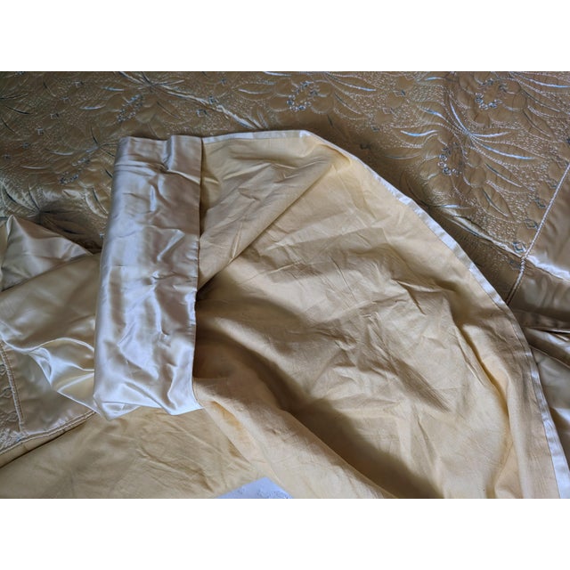 Textile Hollywood Regency Gold Satin Bedspread Full Floral Embroidered For Sale - Image 7 of 12
