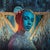 Blue Aura by Andrada Trapnell | Mixed media on board portrait of a woman with blue tones For Sale