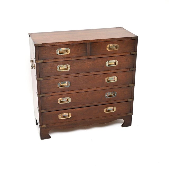 Antique Military Campaign Chest of Drawers, 1930 For Sale - Image 11 of 11