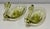 Mid-Century Modern Vintage Duncan & Miller Swan Candle Holder Pair Chartreuse 8" L Art Glass 1940s For Sale - Image 3 of 8