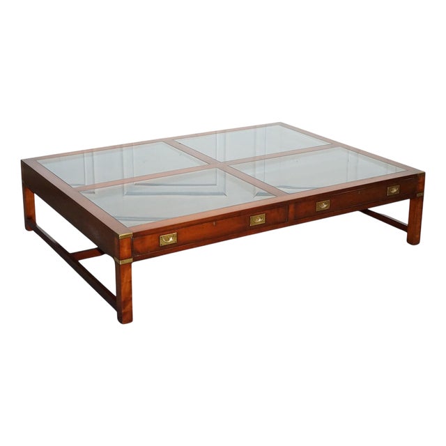Very Large Coffee Table with Inlaid Glass Panels from Kennedy Harrods For Sale