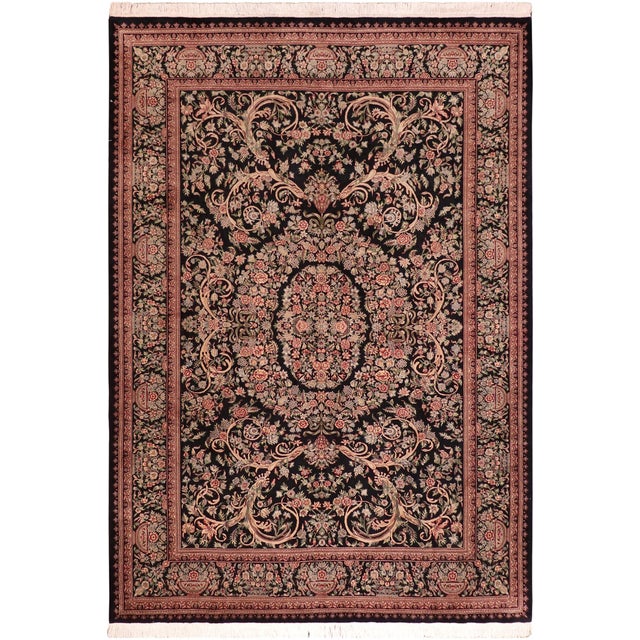 Art Nouveau 1990's Tamour Pak-Persian Black/Beige Wool Rug - 8'0'' X 10'4'' For Sale - Image 9 of 9