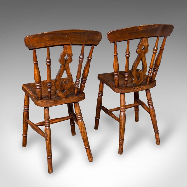Set of 4 Antique Station Chairs, English, Country House Kitchen, Seat, Victorian For Sale - Image 4 of 10