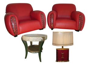Vintage Chairs and Lamp with Coffee Table by Elisabetta Gucci for Form Italia, 1980s, Set of 4