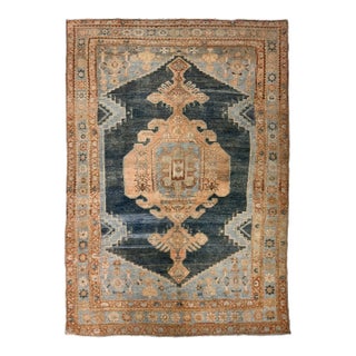 Vintage Circa 1930 Blue Malayer Hand Knotted Rug 4'3 X 7'6 For Sale