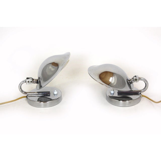 Bauhaus Style Chrome Bedside Table Lamps from Napako, Former Czechoslovakia, 1930s, Set of 2 For Sale - Image 4 of 18