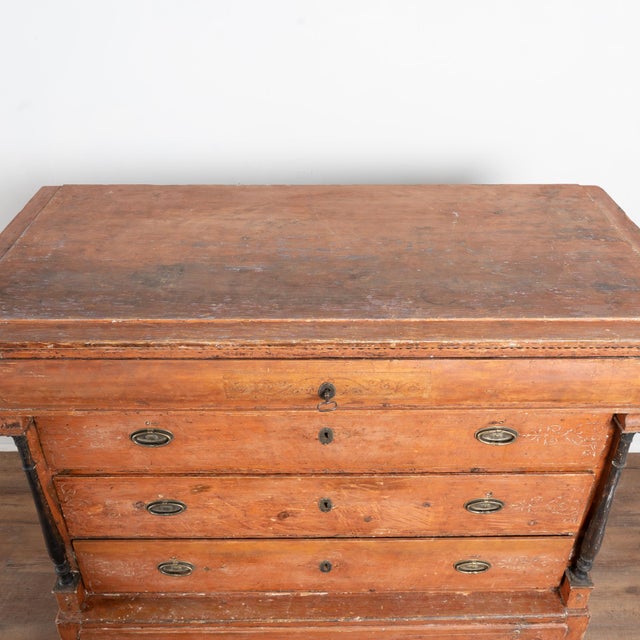 Early 19th Century Danish Original Painted Pine Chest of Five Drawers For Sale - Image 4 of 18