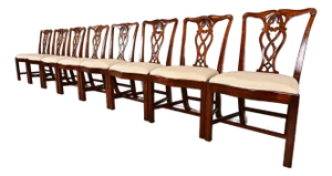 Maitland Smith Georgian Carved Mahogany Dining Chairs, Set of Eight