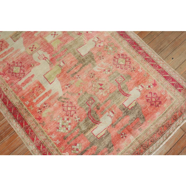 Red Pink Antique Karabagh Caravan Rug For Sale - Image 8 of 18