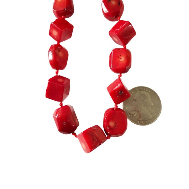 1960s Vintage Nepalese Natural Red Coral Beads Chocker Necklace 25 Beads For Sale - Image 5 of 8