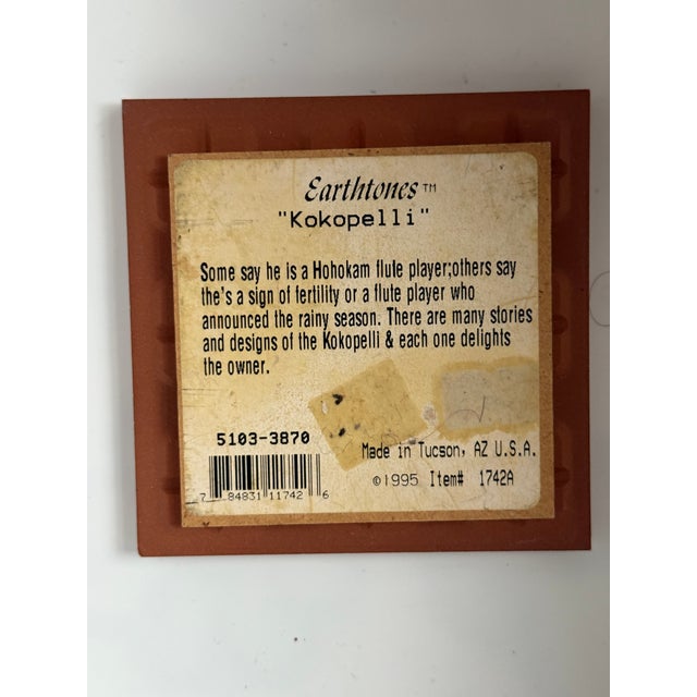 Rustic Vintage Earthtones Trademarked Set of 2 "KoKopelli" Southwestern Ceramic Tile Art Coasters For Sale - Image 3 of 9