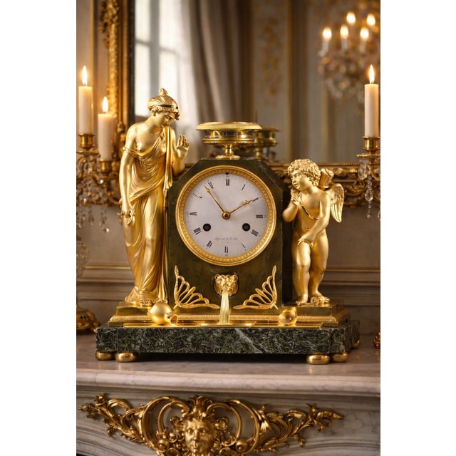 1800s Lefevre Empire Ormolu Marble Venus Clock – 1 Pc For Sale - Image 10 of 15