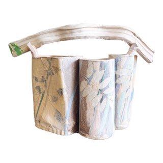 Vintage Signed Charles Hannegan Stoneware Pottery Vase For Sale