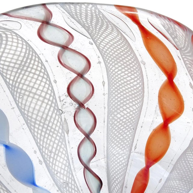 Vintage Murano Rainbow Colors Twisting Zanfirico Latticino Ribbons Italian Art Glass Decorative Bowl Trinket Dish For Sale In Orlando - Image 6 of 8