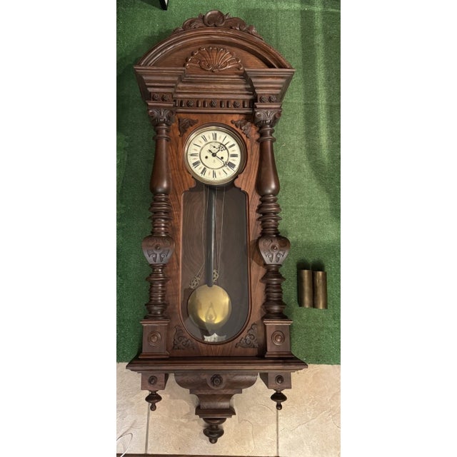 Victorian Gustav Becker Antique 2 Weight Vienna Regulator Wall Clock For Sale - Image 3 of 11