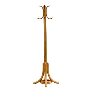 Vintage Coastal Rattan Coat Rack For Sale